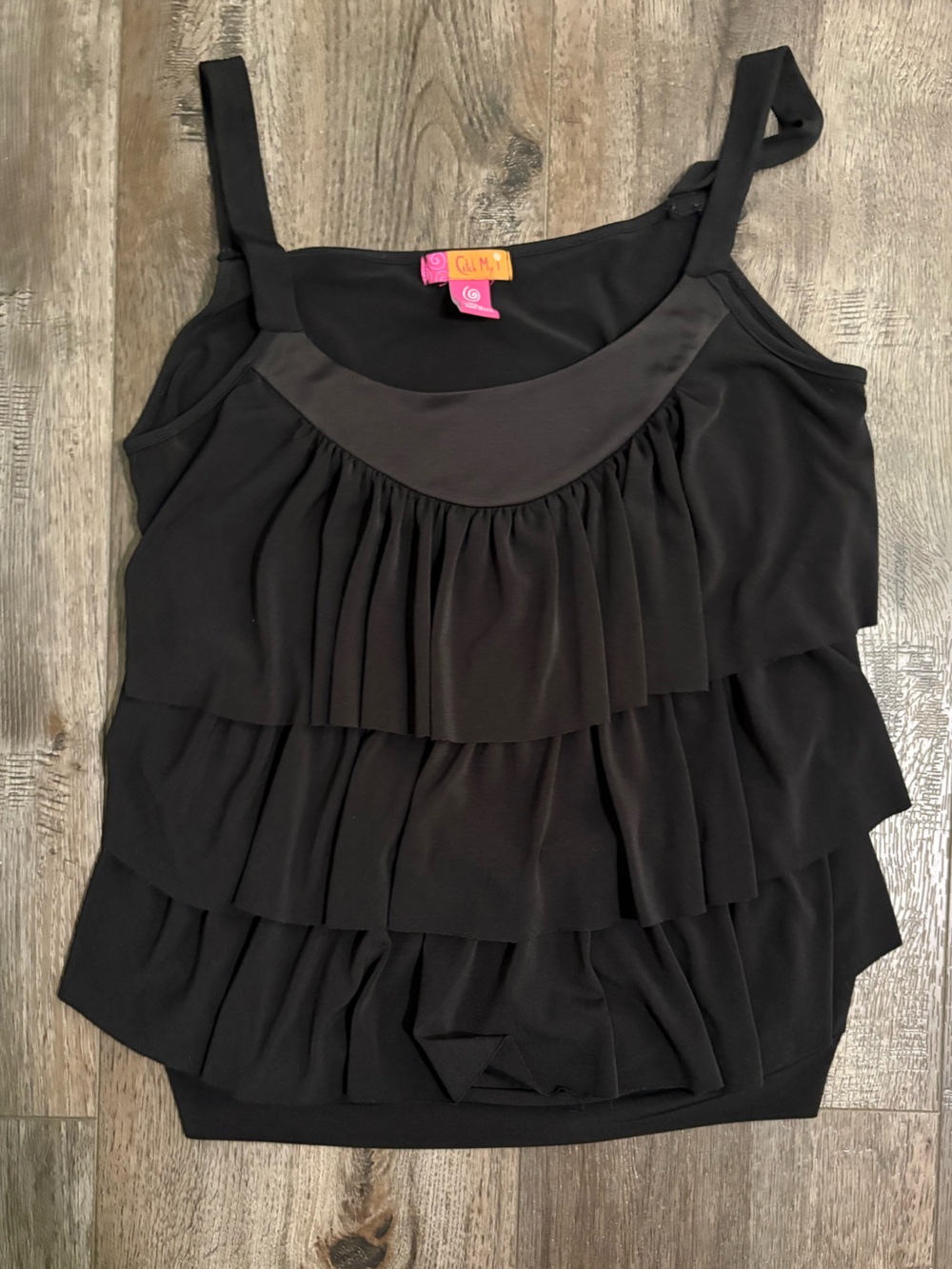 Women’s Black Ruffle Tier Tank Top